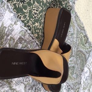 Tan leather wedge sandal